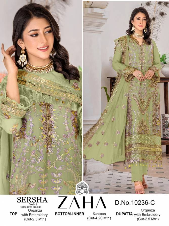 Sersha Vol 5 By Zaha Organza Pakistani Suits Wholesale Shop In Surat
